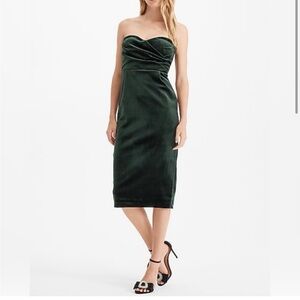 Express sweetheart strapless green velvet dress.  Size M
